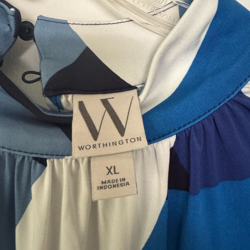 Worthington Women's Top - Blue and White